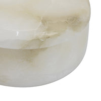 Fiona Decorative Round Storage Box with Lid, White-Brown Marble 6 Inch-BM353502