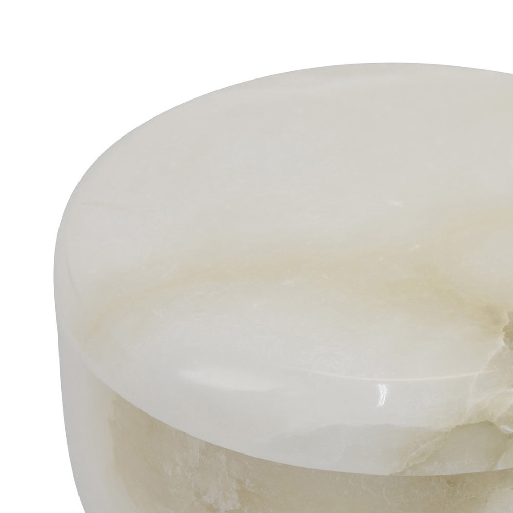 Fiona Decorative Round Storage Box with Lid, White-Brown Marble 6 Inch-BM353502