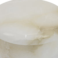Fiona Decorative Round Storage Box with Lid, White-Brown Marble 6 Inch-BM353502