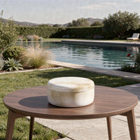 Fiona Decorative Round Storage Box with Lid, White-Brown Marble 6 Inch-BM353502
