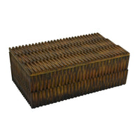 Suzie Decorative Storage Box with Textured Lid, Brown Ribbed Resin-BM353503
