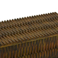 Suzie Decorative Storage Box with Textured Lid, Brown Ribbed Resin-BM353503