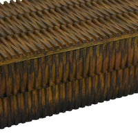 Suzie Decorative Storage Box with Textured Lid, Brown Ribbed Resin-BM353503