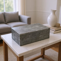 Suzie Decorative Box with Storage and Lid, Silver Textured Resin-BM353504