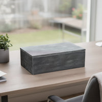Suzie Decorative Box with Storage and Lid, Silver Textured Resin-BM353504