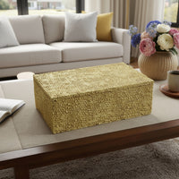 Suzie Decorative Box with Lid and Storage, Gold Textured Resin 12 Inch-BM353505