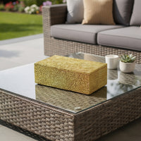 Suzie Decorative Box with Lid and Storage, Gold Textured Resin 12 Inch-BM353505