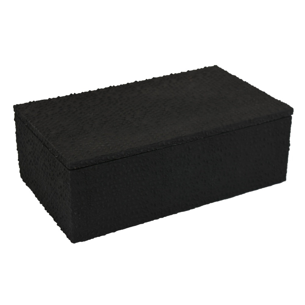 Suzie Decorative Box, Lid and Storage, Textured Black Resin 12 Inch-BM353506