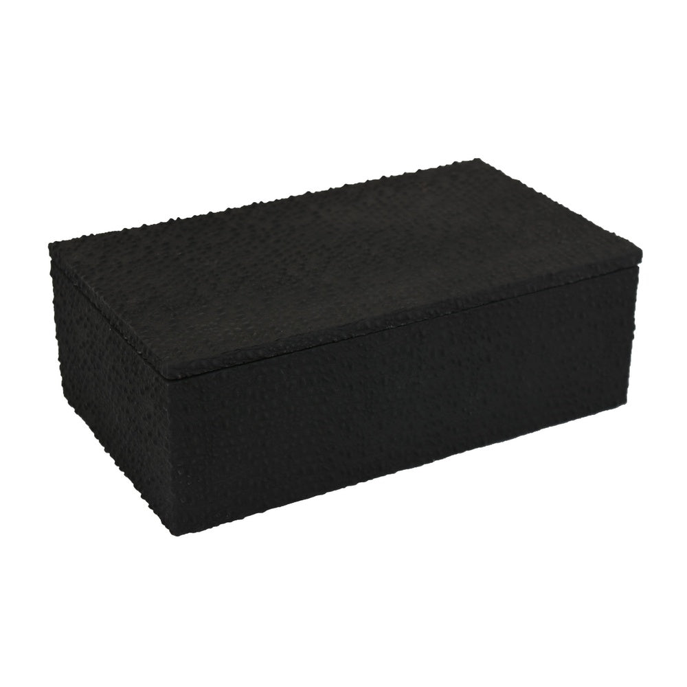 Suzie Decorative Box, Lid and Storage, Textured Black Resin 12 Inch-BM353506