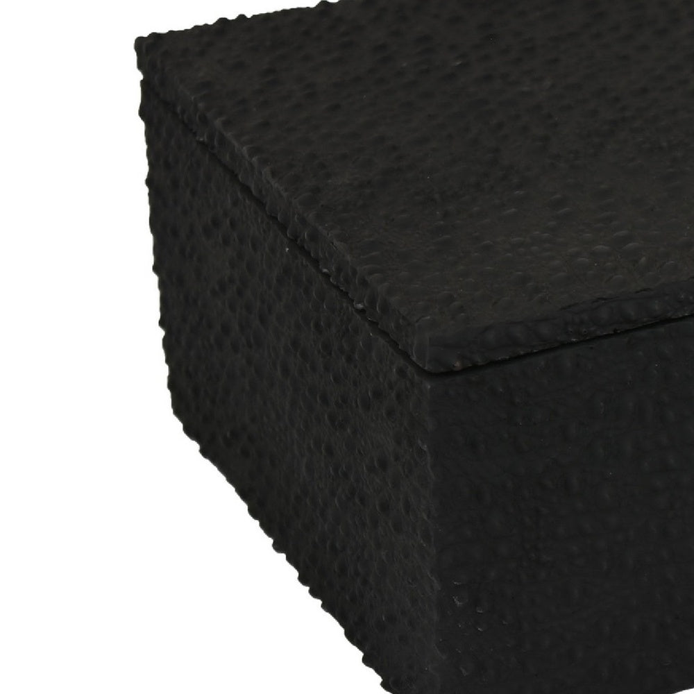 Suzie Decorative Box, Lid and Storage, Textured Black Resin 12 Inch-BM353506