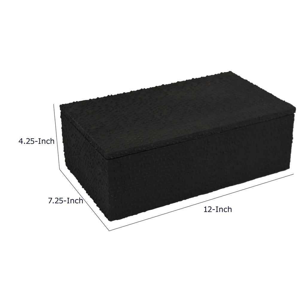 Suzie Decorative Box, Lid and Storage, Textured Black Resin 12 Inch-BM353506