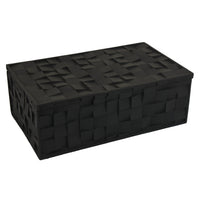Suzie Decorative Box with Lid for Storage, Black Woven Texture Resin-BM353508