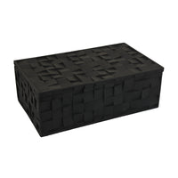 Suzie Decorative Box with Lid for Storage, Black Woven Texture Resin-BM353508