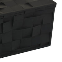 Suzie Decorative Box with Lid for Storage, Black Woven Texture Resin-BM353508