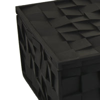 Suzie Decorative Box with Lid for Storage, Black Woven Texture Resin-BM353508