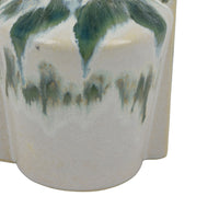 Zyma Modern Vase with Dual Handle, Green Drip Glaze, White Ceramic -BM353509