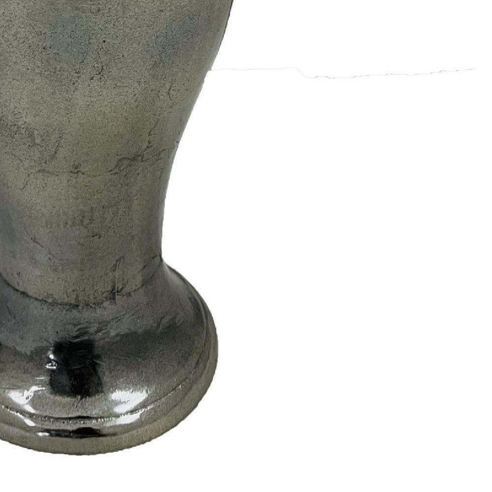 Anila Traditional Temple Jar with Dome Lid, Black Chrome Metal 17 Inch-BM353511