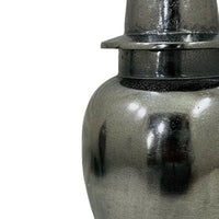Anila Traditional Temple Jar with Dome Lid, Black Chrome Metal 17 Inch-BM353511