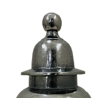 Anila Traditional Temple Jar with Dome Lid, Black Chrome Metal 17 Inch-BM353511