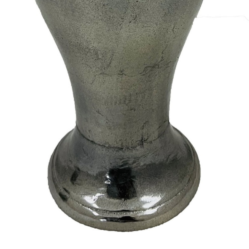 Anila Traditional Temple Jar with Dome Lid, Black Chrome Metal 17 Inch-BM353511