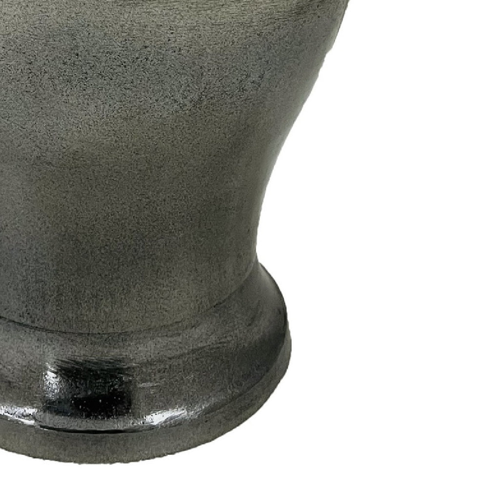 Anila Traditional Temple Jar with Dome Lid, Black Chrome Metal 21 Inch-BM353512
