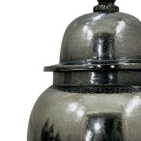 Anila Traditional Temple Jar with Dome Lid, Black Chrome Metal 21 Inch-BM353512