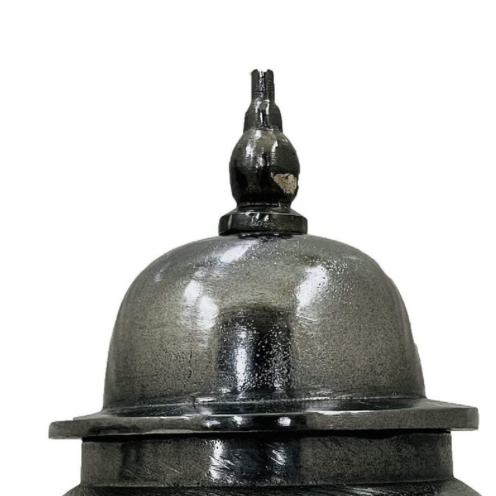 Anila Traditional Temple Jar with Dome Lid, Black Chrome Metal 21 Inch-BM353512