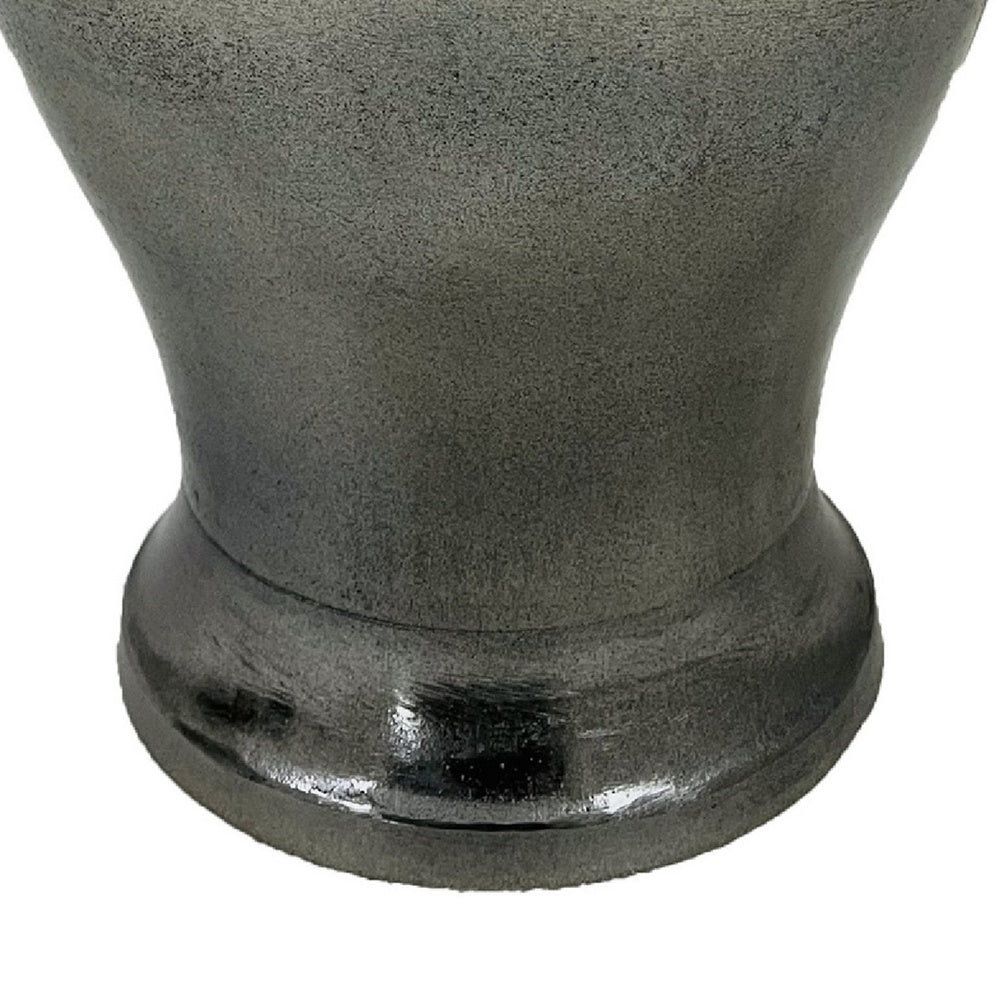 Anila Traditional Temple Jar with Dome Lid, Black Chrome Metal 21 Inch-BM353512