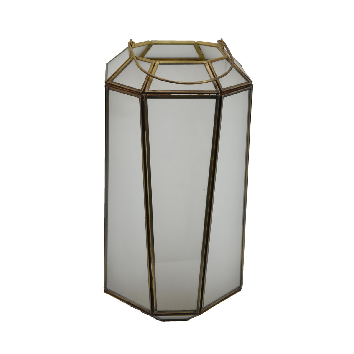 Raha Vintage Lantern with Frosted Glass Panels, Bronze Metal Frame 13 Inch  - BM353513