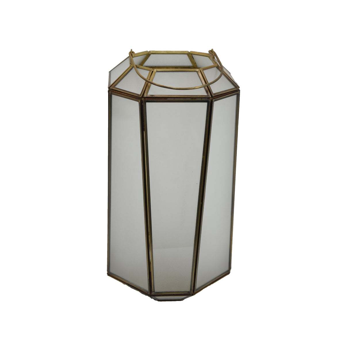 Raha Vintage Lantern with Frosted Glass Panels, Bronze Metal Frame 13 Inch  - BM353513