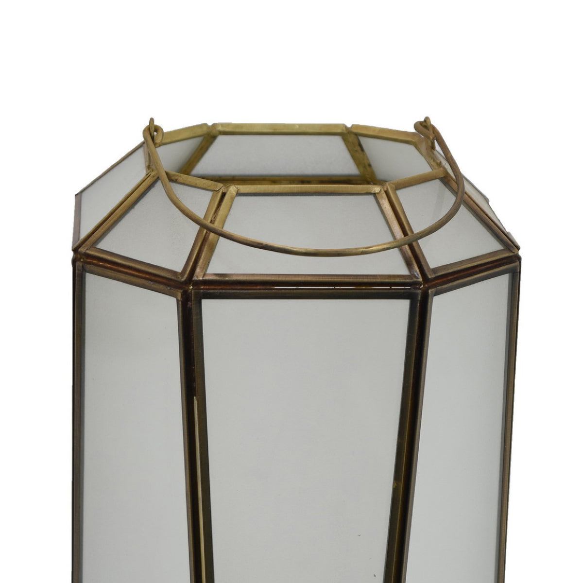 Raha Vintage Lantern with Frosted Glass Panels, Bronze Metal Frame 13 Inch  - BM353513