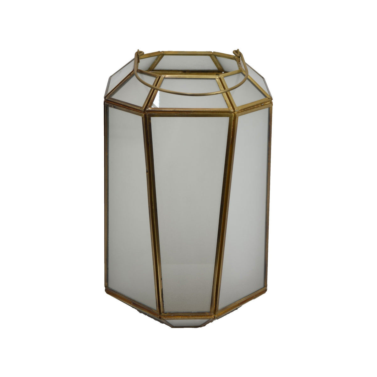 Raha Vintage Lantern with Frosted Glass Panels, Bronze Metal Frame 11 Inch  - BM353514