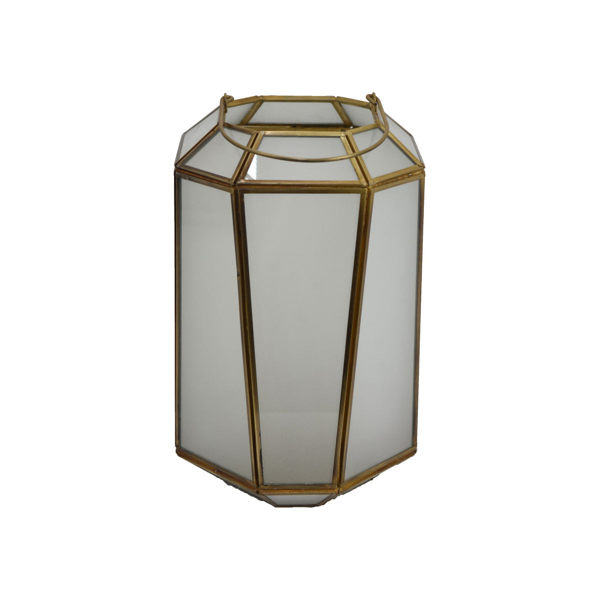 Raha Vintage Lantern with Frosted Glass Panels, Bronze Metal Frame 11 Inch  - BM353514