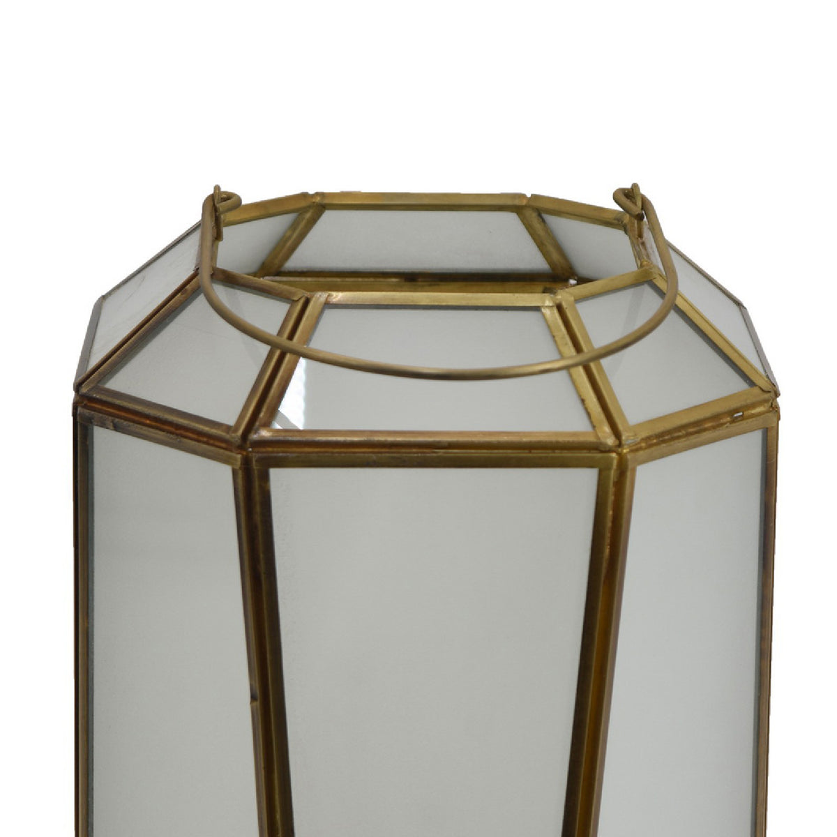 Raha Vintage Lantern with Frosted Glass Panels, Bronze Metal Frame 11 Inch  - BM353514