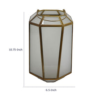 Raha Vintage Lantern with Frosted Glass Panels, Bronze Metal Frame 11 Inch  - BM353514