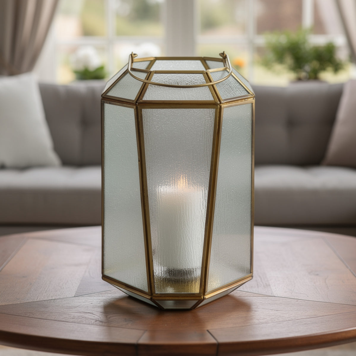 Raha Vintage Lantern with Frosted Glass Panels, Bronze Metal Frame 11 Inch  - BM353514