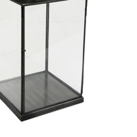 Glenn Vintage Style Lantern, Glass Panels, Handle Top Ring, Gray Metal 15 Inch - BM353516