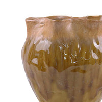 Ashly Decorative Planter with Scalloped Rim, Yellow Textured Ceramic 8 Inch-BM353519