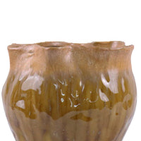 Ashly Decorative Planter with Scalloped Rim, Yellow Textured Ceramic 8 Inch-BM353519