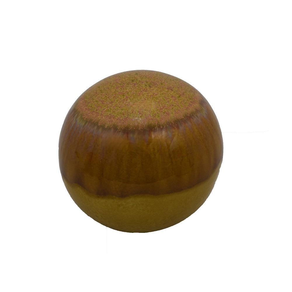 Nash Decorative Orb with Glossy Mustard Yellow Finish, Ceramic 8 Inch-BM353520