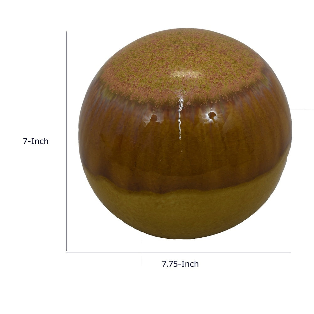 Nash Decorative Orb with Glossy Mustard Yellow Finish, Ceramic 8 Inch-BM353520