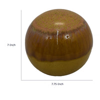 Nash Decorative Orb with Glossy Mustard Yellow Finish, Ceramic 8 Inch-BM353520