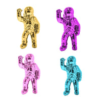 Chim Decorative Astronaut Figurines, Set of 4, Colorful Glossy Ceramic-BM353521