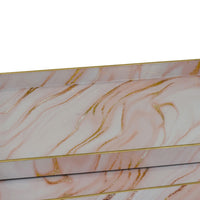 Hamza Rectangular Tray, Set of 2, Pink-Gold Marble Finish Polyurethane-BM353522