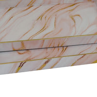 Hamza Rectangular Tray, Set of 2, Pink-Gold Marble Finish Polyurethane-BM353522