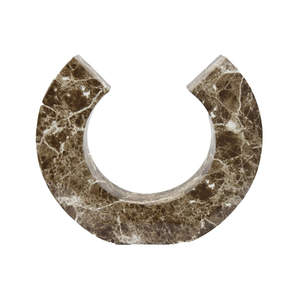 Tabletop Decor Accent, Open-Curved Frame, Brown Marble-Like Resin 14 Inch-BM353523