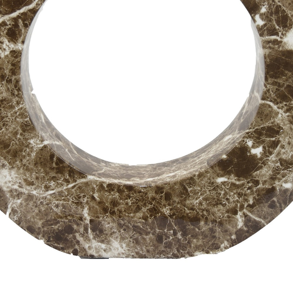 Tabletop Decor Accent, Open-Curved Frame, Brown Marble-Like Resin 14 Inch-BM353523