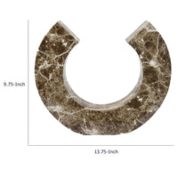 Tabletop Decor Accent, Open-Curved Frame, Brown Marble-Like Resin 14 Inch-BM353523
