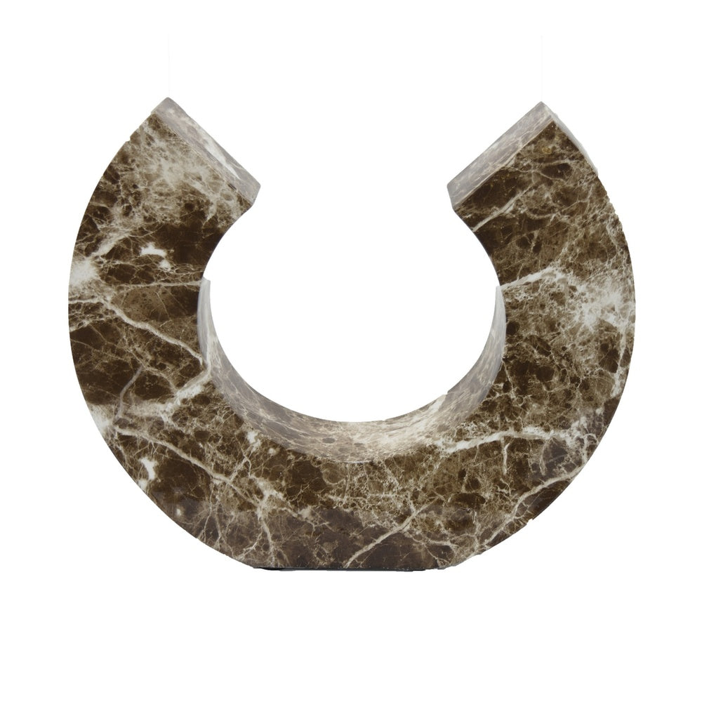 Tabletop Decor Accent, Open-Curved Frame, Brown Marble-Like Resin 17 Inch-BM353524