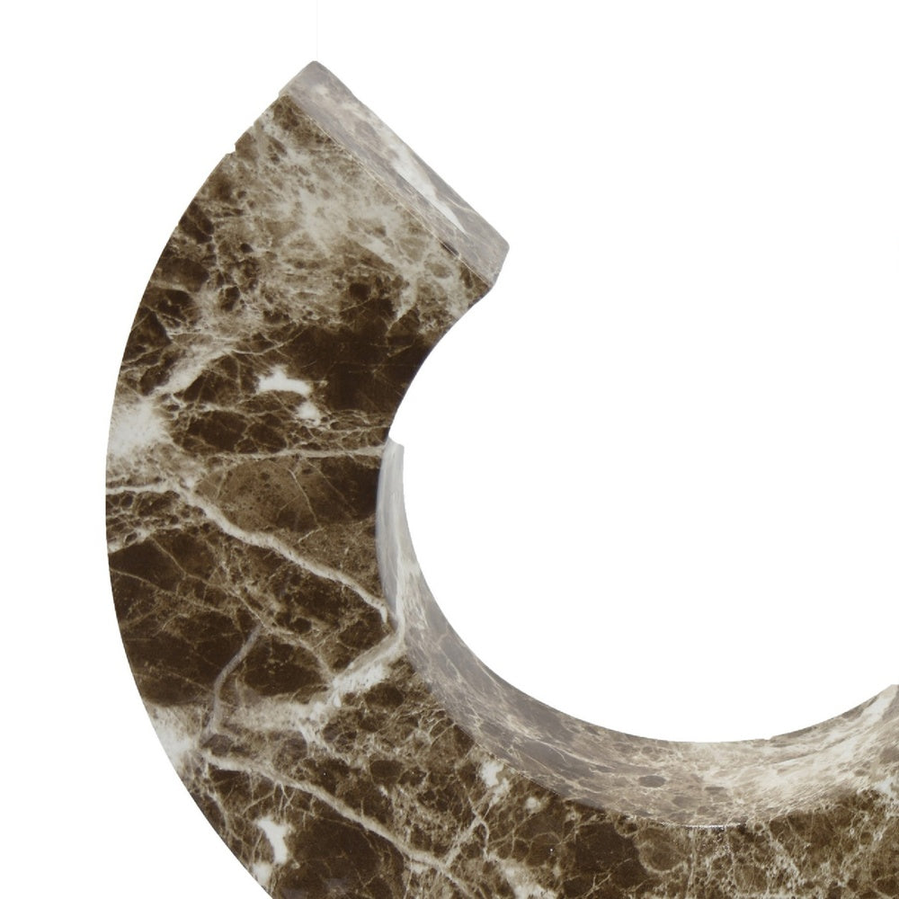 Tabletop Decor Accent, Open-Curved Frame, Brown Marble-Like Resin 17 Inch-BM353524